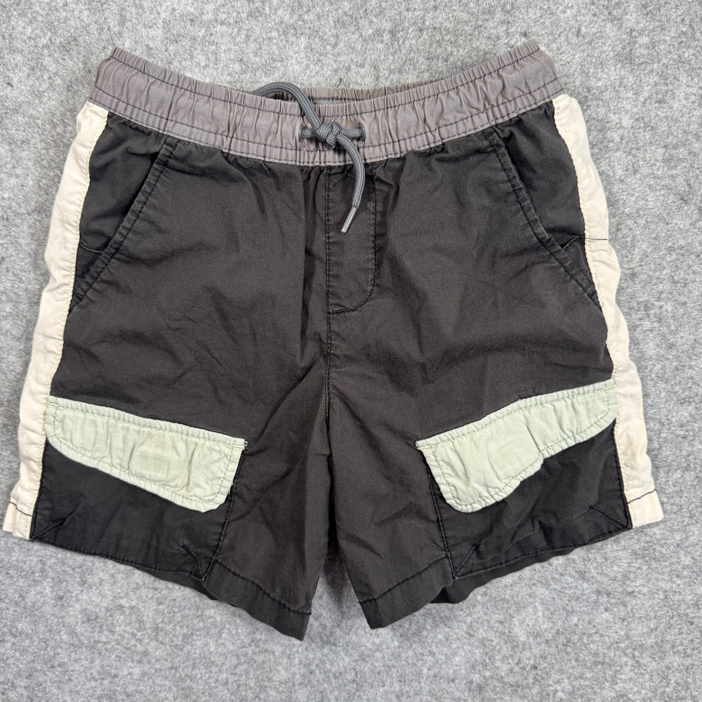 Wonder Nation Boys Cargo Shorts S 6-7 Black Gray Elastic Waist Drawstring